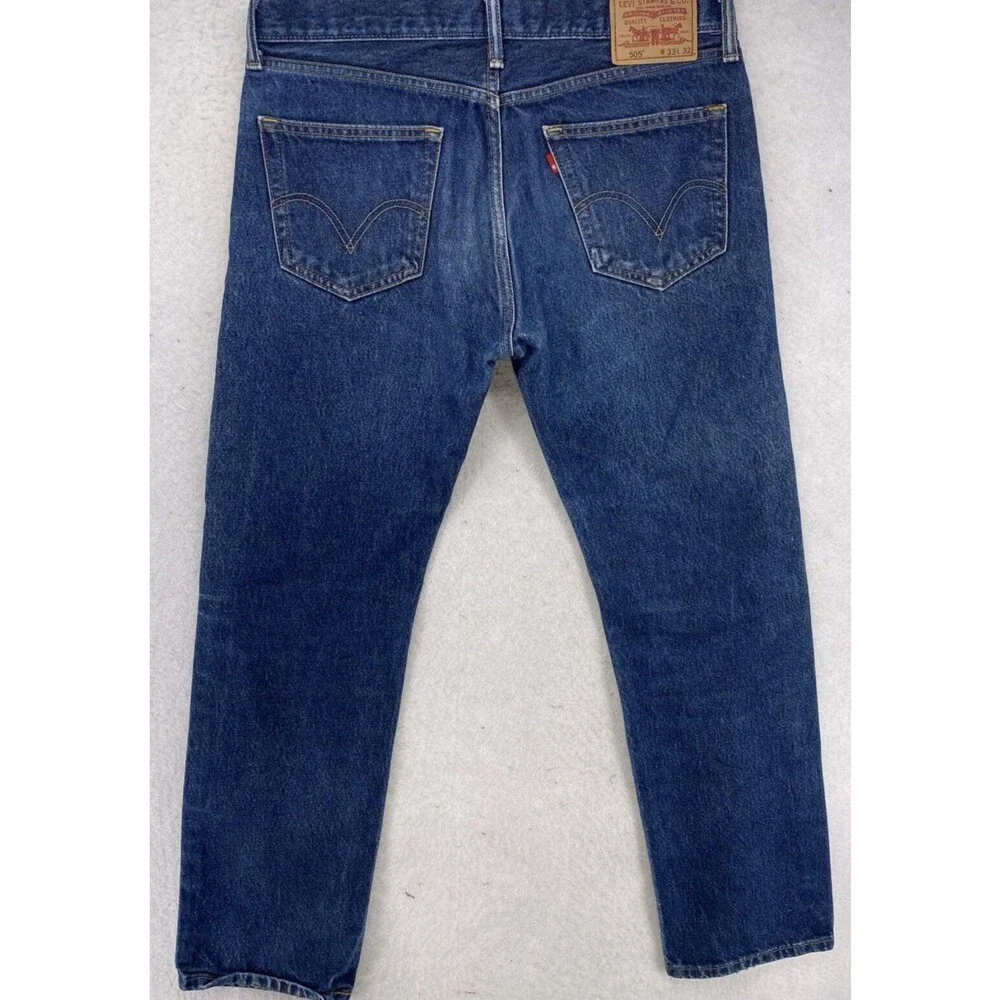 Levi's 505 Straight Fit Jeans Mens 33x32 Medium Wash Blue 100% Cotton Denim